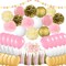 EpiqueOne 62 Pc Party Supplies Kit - Pink and Gold Party Supplies - Elegant Party Decorations Birthday & Engagement Party Decorations & Unicorn Party Supplies Kit- Includes Balloons, Pom Pom, Lanterns